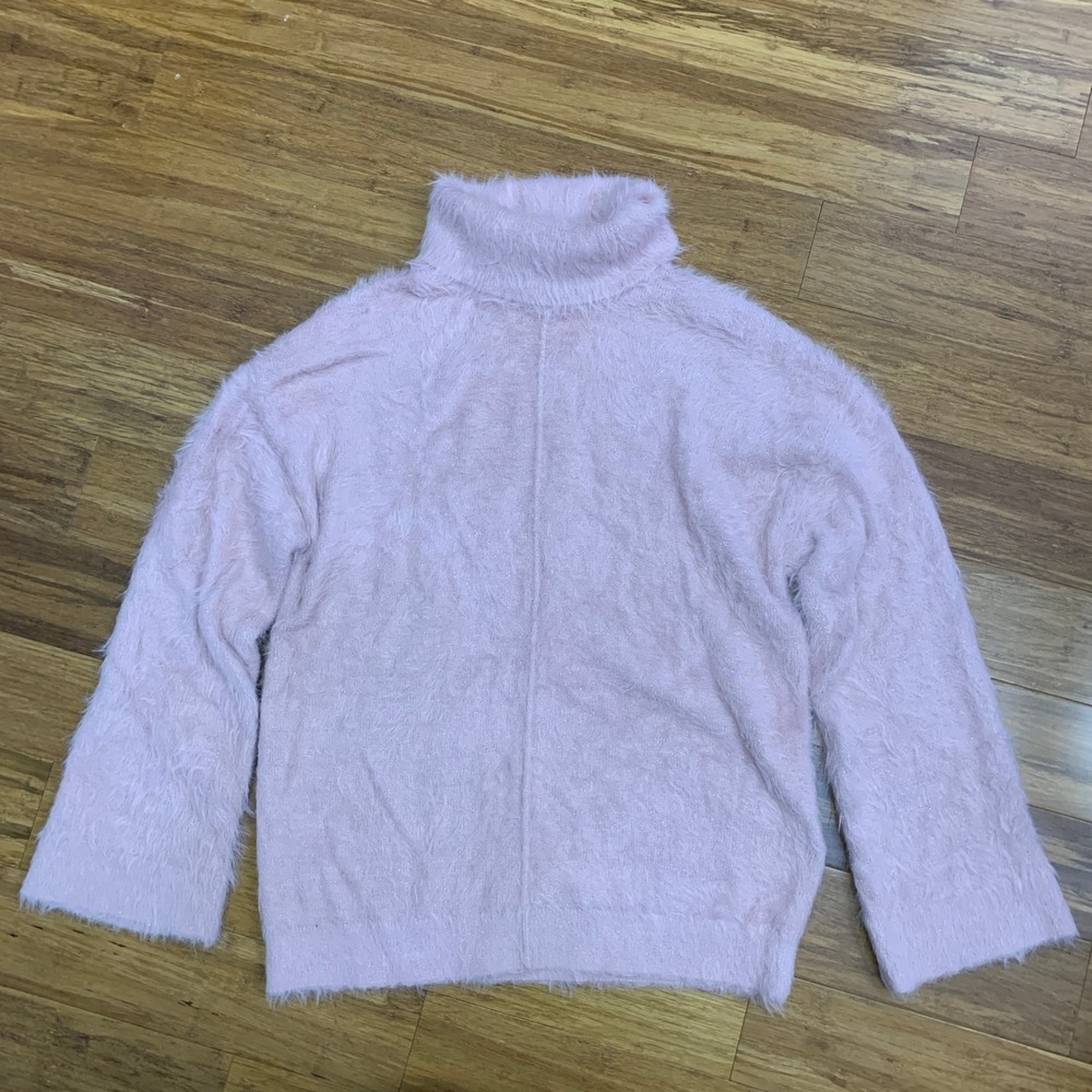 INC International Concepts Fuzzy Knit Turtleneck Sweater Womens‎ Large Soft Pink